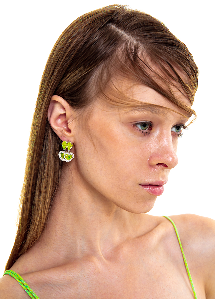 GOODTRIP COLLECTION  DOUBLE IMAGE HEARTSHAPED EARRINGS (PAIR)